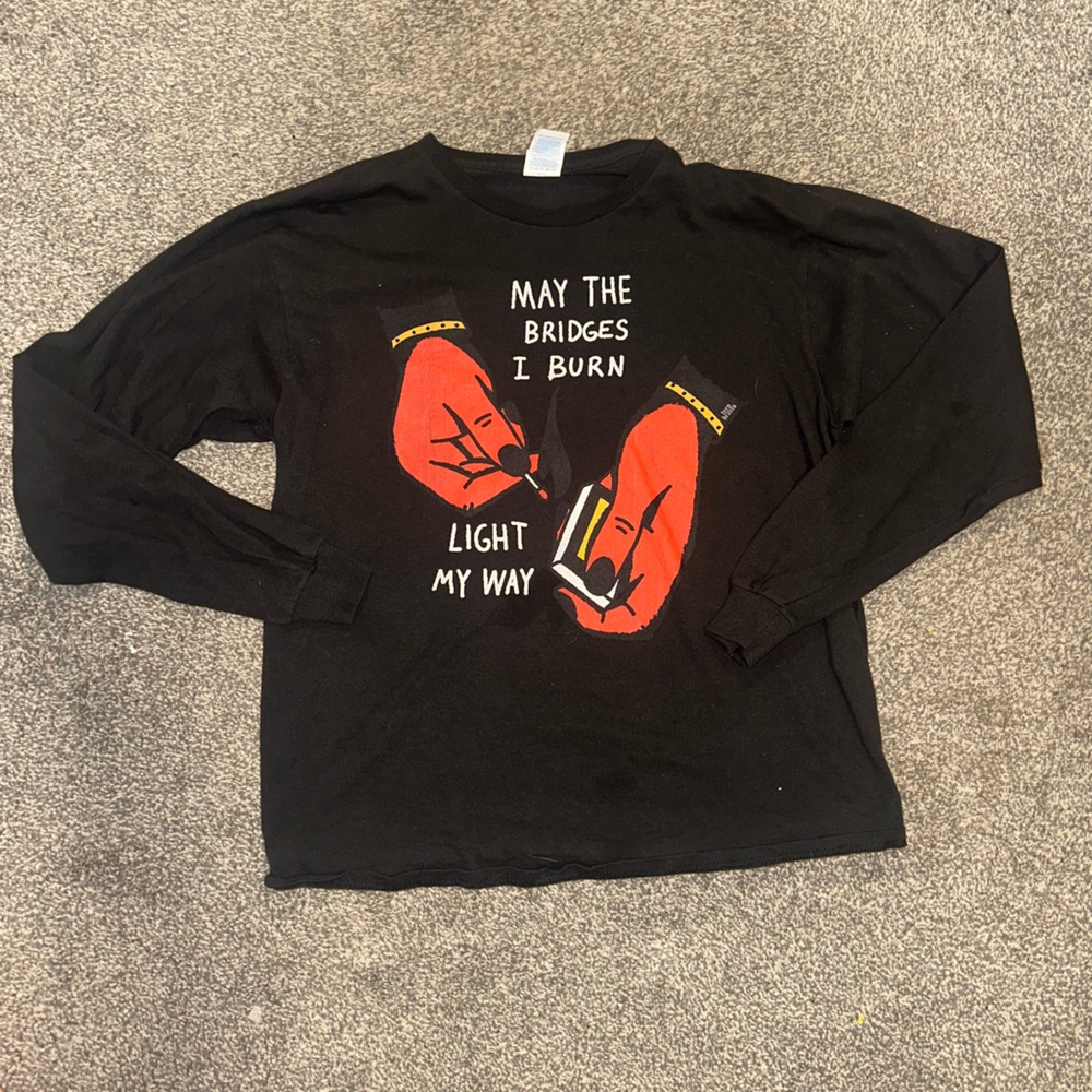Black Long Sleeve Tee with Red Graphic